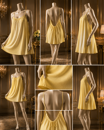 Célora backless linen mini dress in an alternate colourway