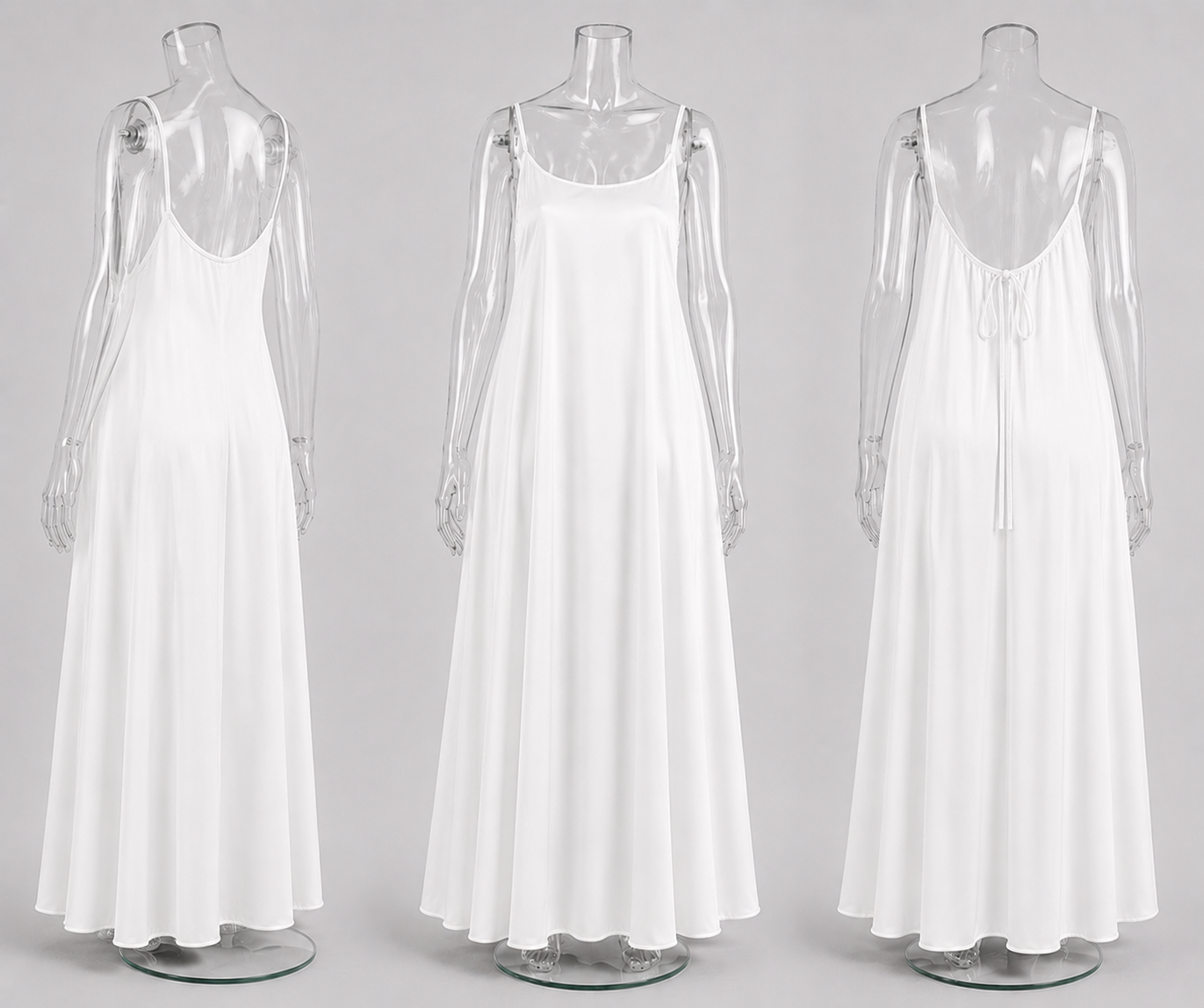 Semi-Backless Satin Home Dress –(Free Size) ستان