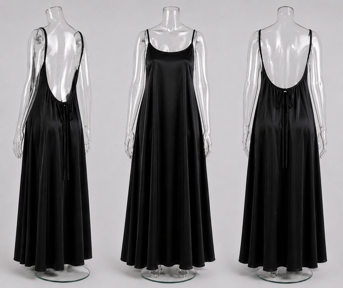Semi-Backless Satin Home Dress –(Free Size) ستان