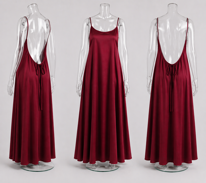 Semi-Backless Satin Home Dress –(Free Size) ستان