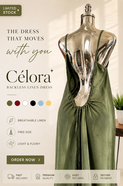 Célora backless linen maxi dress in burgundy, back view showing the open back