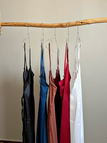 Célora semi-backless satin home dress, Free Size, front view
