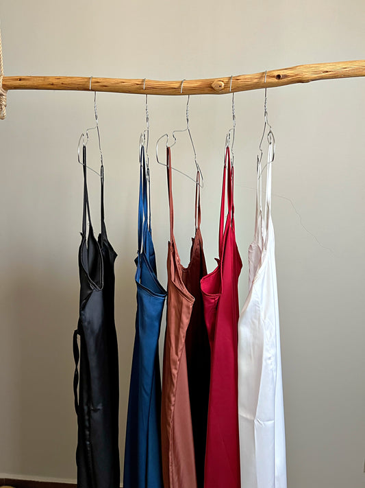 Semi-Backless Satin Home Dress –(Free Size) ستان
