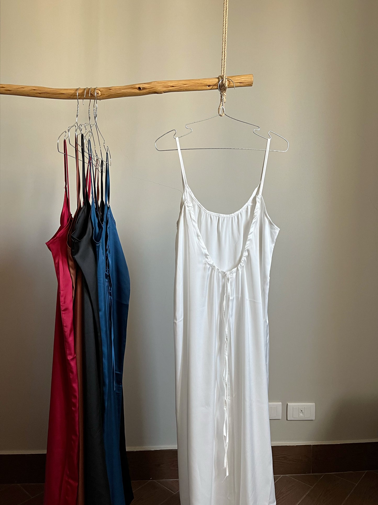Semi-Backless Satin Home Dress –(Free Size) ستان