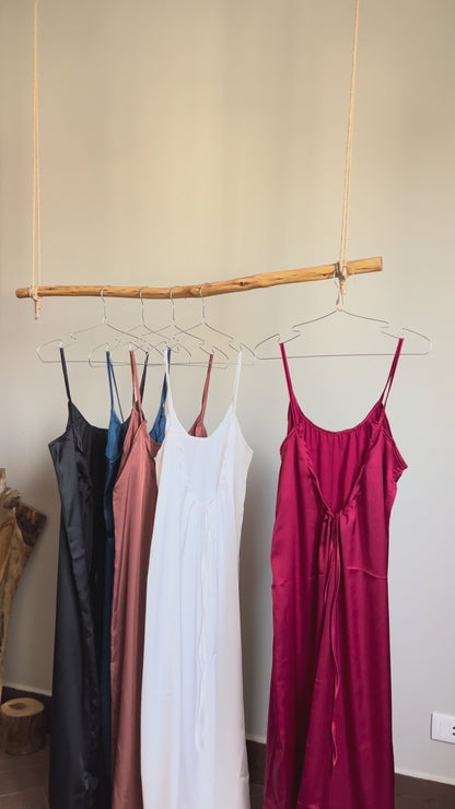 Semi-Backless Satin Home Dress –(Free Size) ستان