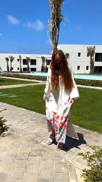 Célora floral kaftan dress, back view